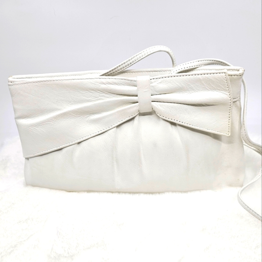 1970's Ande' butter soft white convertible clutch handbag